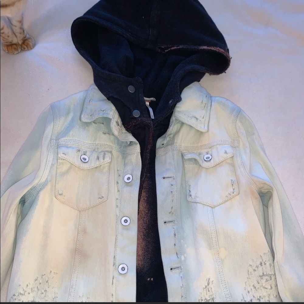 Free people distressed bleached jean hoodie